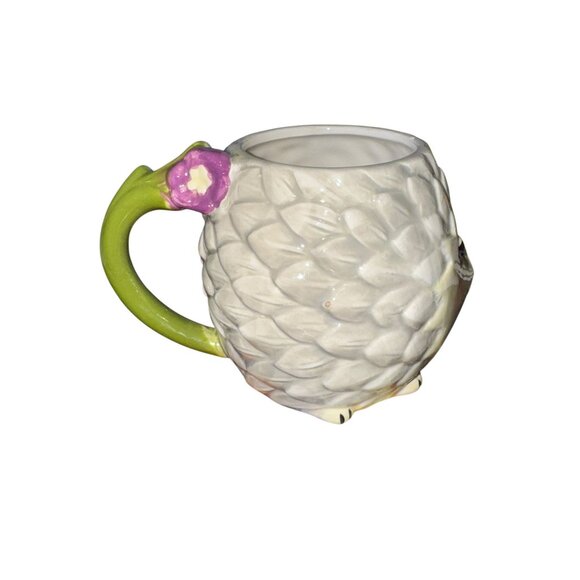 Happy Hedgehog Ceramic Mug With Floral Handle - Picture 4 of 8